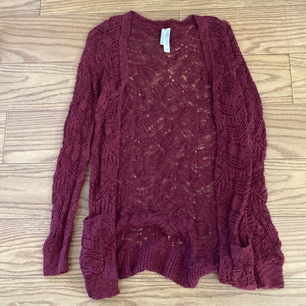 Red cardigan